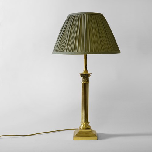 Victorian Brass Corinthian Column Lamp