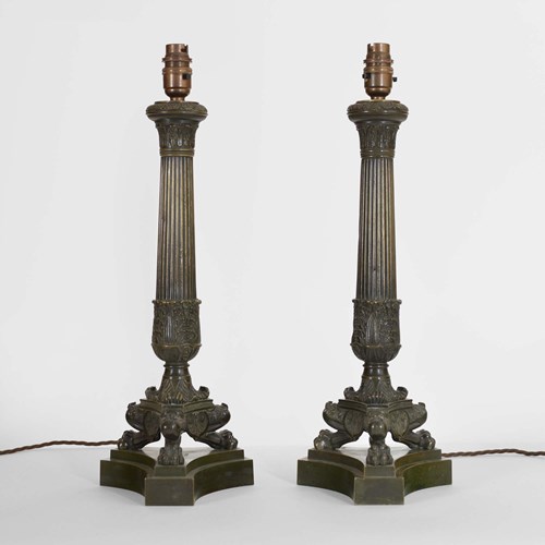 A Pair Of French Classical Column Lamps