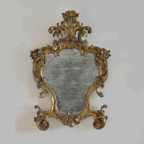 18Th Century Italian Gilt Rococo Mirror Of Cartouche Form