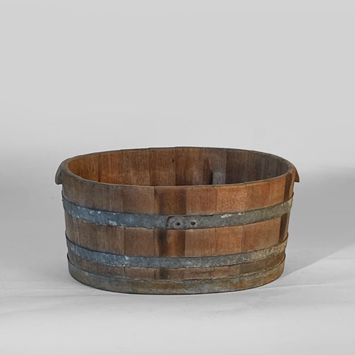 19Th Century Butler's Coopered Washing Tub Or Oyster Bucket