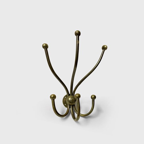 Early 20Th Century Cast Brass Hat And Coat Hooks