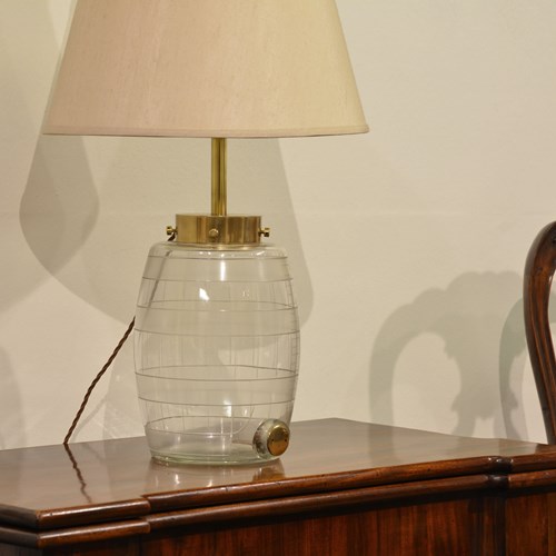 Victorian Glass Spirit Dispensing Barrel Lamp