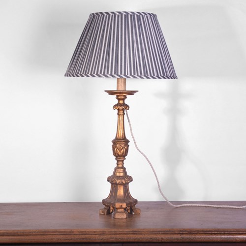 19Th Century Continental Carved Giltwood Lamp