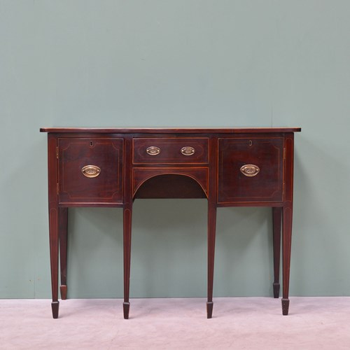 Sheraton Revival Serpentine Mahogany Sideboard