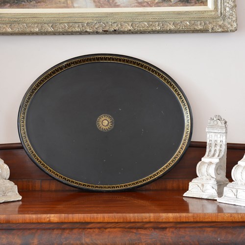 A 19Th Regency Century Oval Toleware Tray