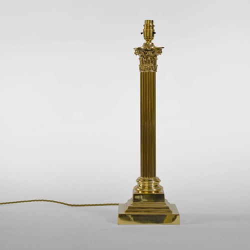 Victorian Brass Corinthian Column Lamp