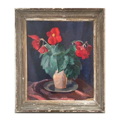 Mid Century, French, Still Life Painting, 'Vase De Cyclamens'