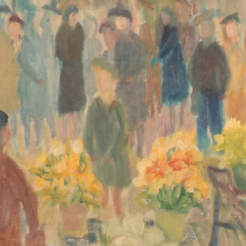 1950'S, Swedish Oil Painting, 'Flower Market'-barnstar-flower-market-4-main-637563338063413519.jpg