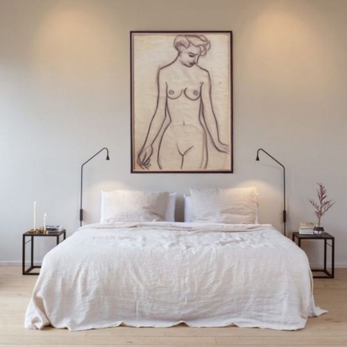 Large Mid Century, French, Charcoal Sketch Of A Woman