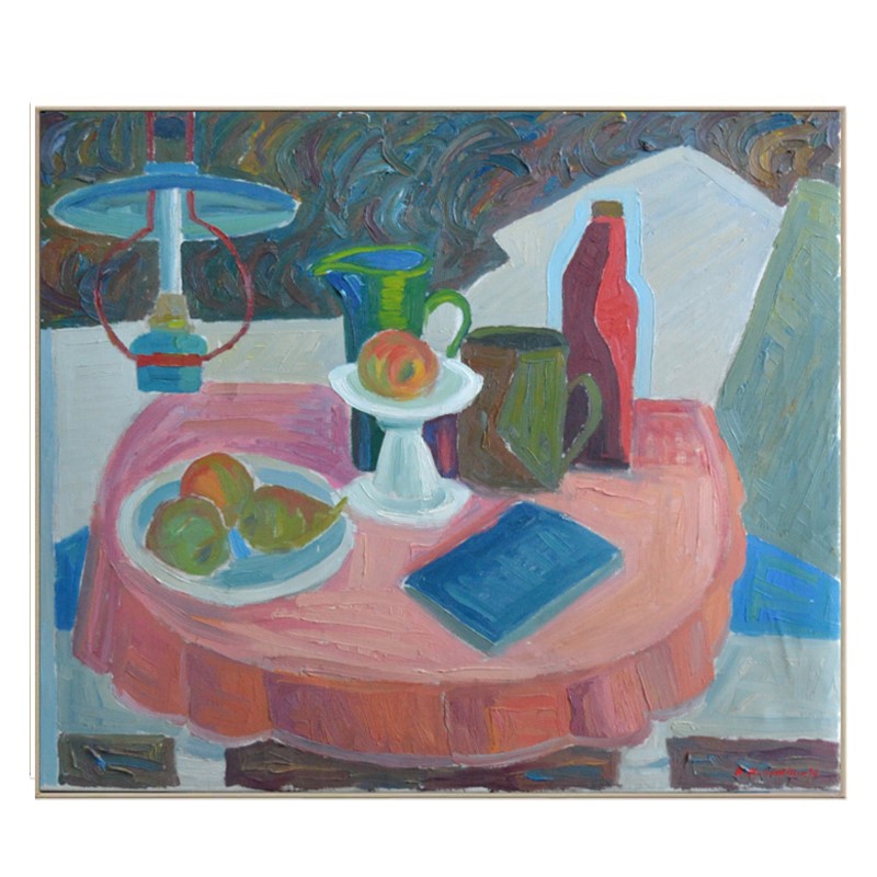  'Orange Table With Pears' Circa 1970S-barnstar-raymond-vallentin-orange-table-main-main-636839429782987437.jpg