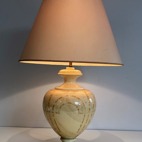 Eggshell Lacquered Table Lamp with Interlacing