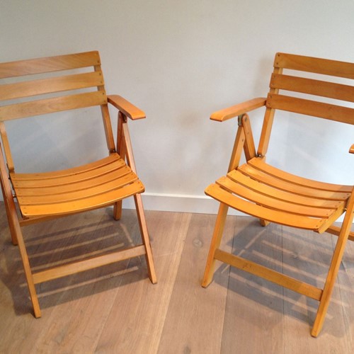 Pair of Wooden Armchairs signed Clairitex