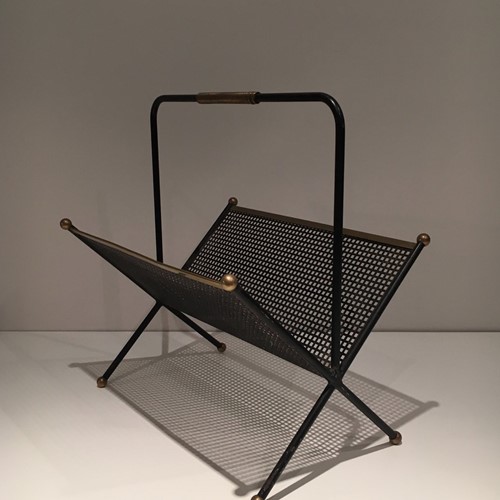 Design Magazine Rack In Black Lacquered Metal 