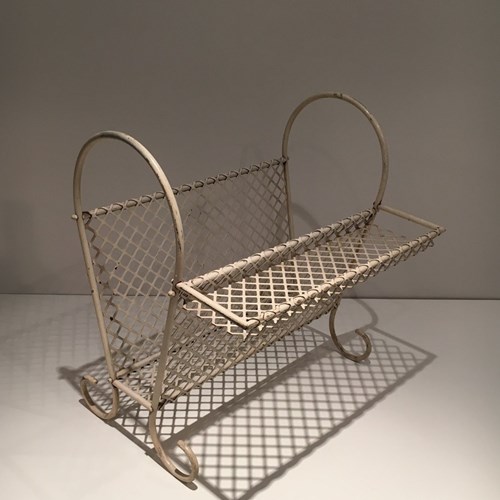 White Lacquered And Perforated Magazine Rack