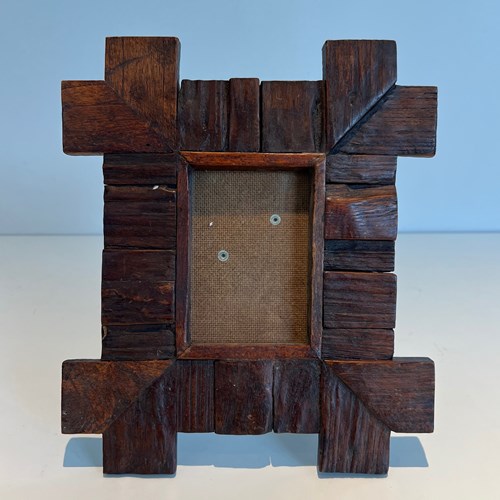 Brutalist Wooden Picture Frame. French Work. Circa 1950
