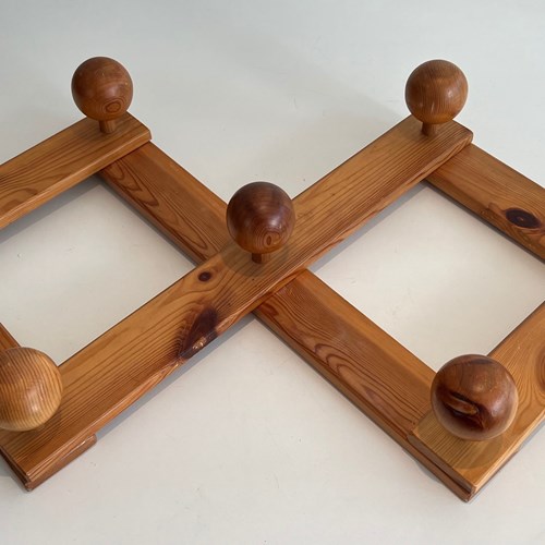 Wall Accordion Coat Hanger In Pine. French Work. Circa 1950