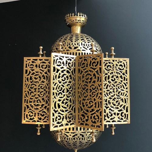 Exceptional Brass Oriental Lantern. Oriental Work. End Of 19Th 