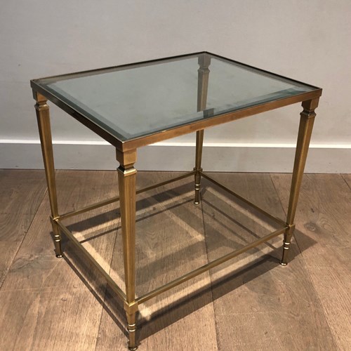 Neoclassical Style Brass Side Table With Fluted Legs. French Work 
