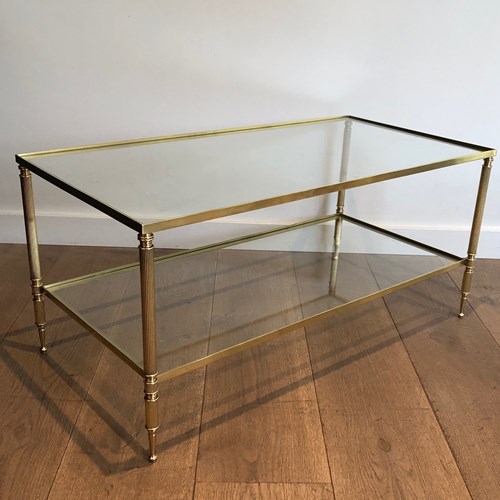 Brass Rectangular Neoclassical Style Coffee Table. French Work 