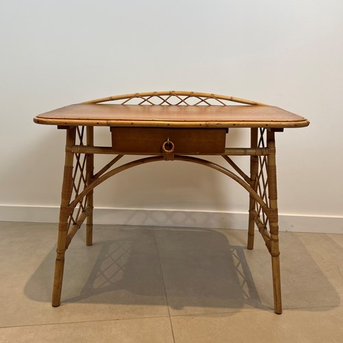 Design Rattan Desk. French Work By Louis Sognot. Circa 1950