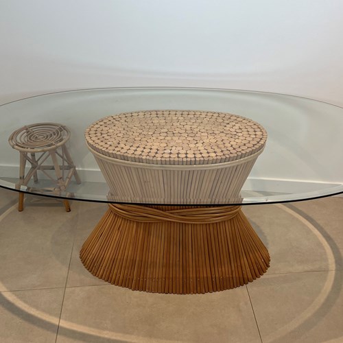 Large Wheat Sheaf Dinning Table With An Oval Beveled Glass 