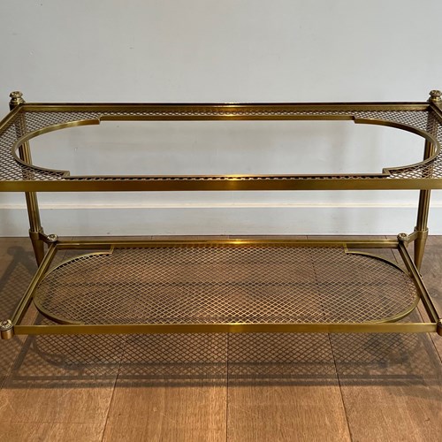 Rare And Exceptional Coffee Table In Bronze And Brass 