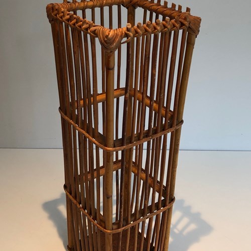 Rattan Umbrella Stand. French Work. Circa 1970