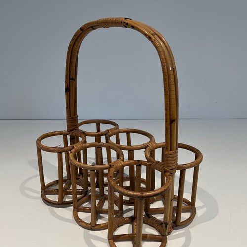 Rattan Bottles Holder. French Work. Circa 1950