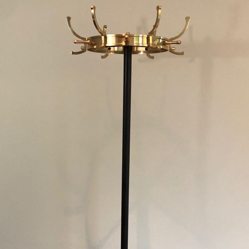 Black Lacquered Metal And Brass Coat Rack. French Work