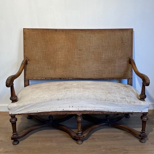 High-Backed Walnut Sofa. French Work In The Style Of Louis XIII.