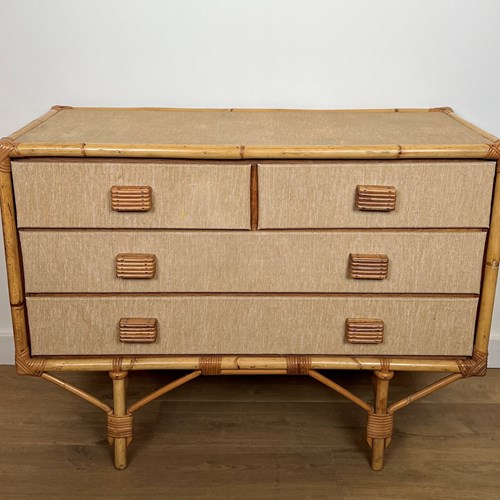 Chest Of Drawers Made Of Bamboo, Rattan, Wood And Raffia.