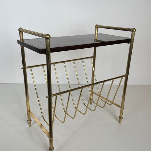 Neoclassical Stye Mahogany And Brass Magazine Rack. French Work