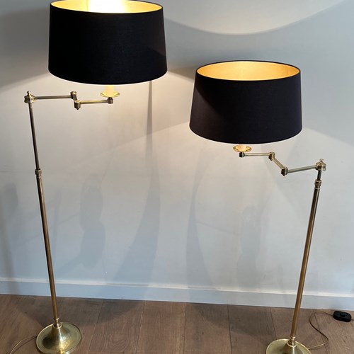 Pair Of Brass Removable Reading Lamp. French Work. Circa 1940