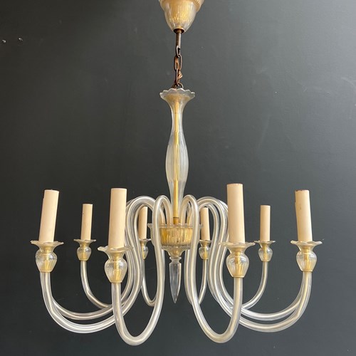 10 Arms Murano Crystal Chandelier. Italian Work. Circa 1970
