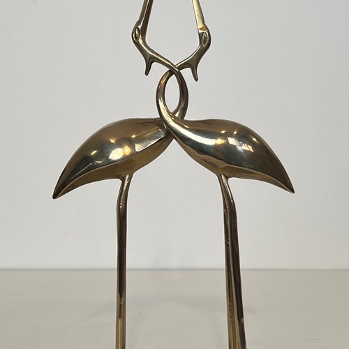 Brass Sculpture Representing Two Entwined Birds. French Work. 