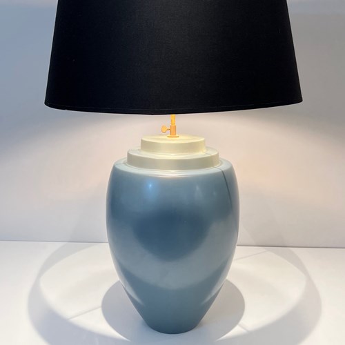 Ceramic Table Lamp In A Blue Color. Sweedish Work By Kosta. 