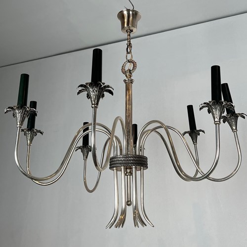 Neoclassical Style Silvered Metal Chandelier. French Work 