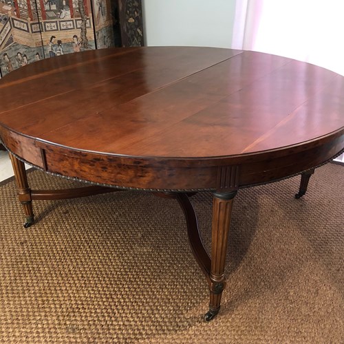 Large Mahogany, Brass And Bronze Pedestal Table With Central Leg