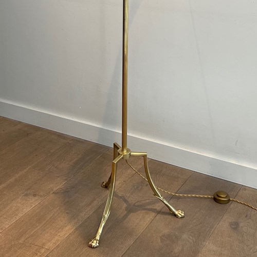 Brass Neoclassical Style Tripode Floor Lamp With Claw Feet. French Work