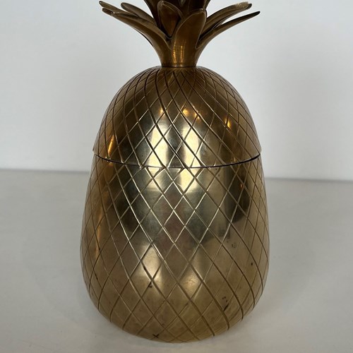 Brass And Steel Pineapple Ice Bucket. French Work. Circa 1970