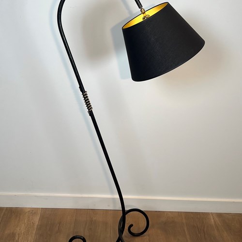 Black Lacquered And Brass Floor Lamp. French Work 