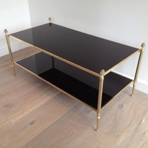 Neoclassical Style 2 Tiers Coffee Table Made Of Brass And Bronze 