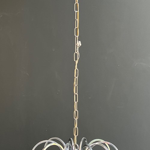 Design Chrome And Crystal Chandelier. Italian Work 