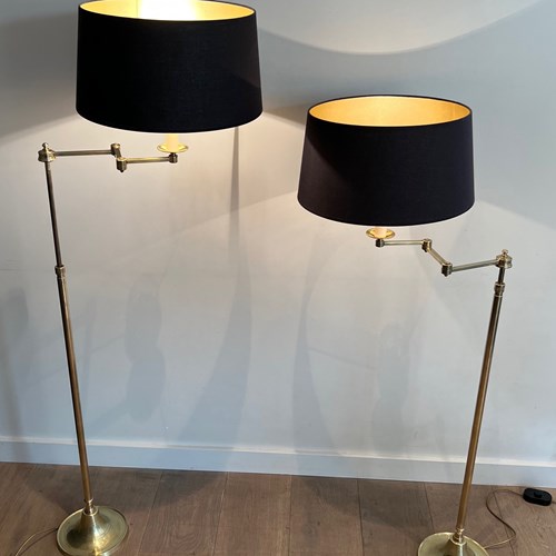 Pair Of Adjustable Brass Removable Reading Lamp. French Work 