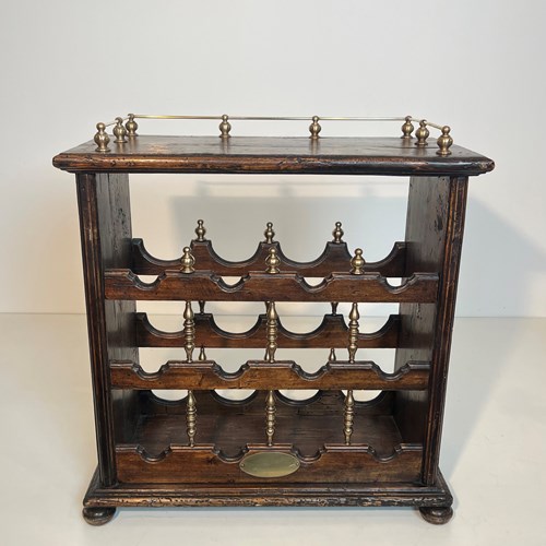 Wood And Brass Bottles Holder. French Work. Circa 1920