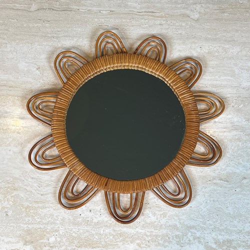 Sun Rattan Mirror. French. Circa 1970