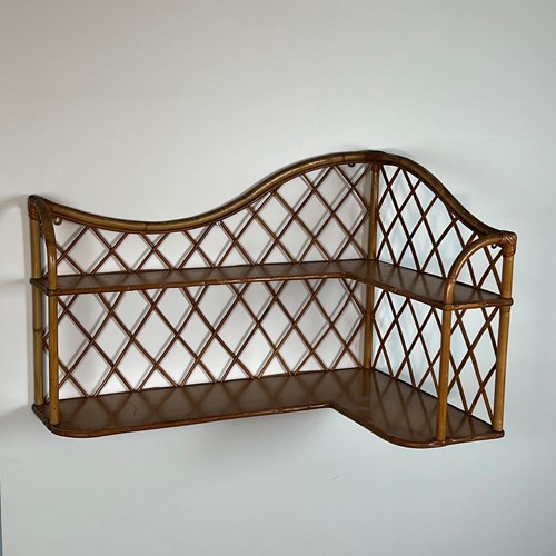 Rattan Corner Wall Shelves. French Work Attributed To Adrien Audoux
