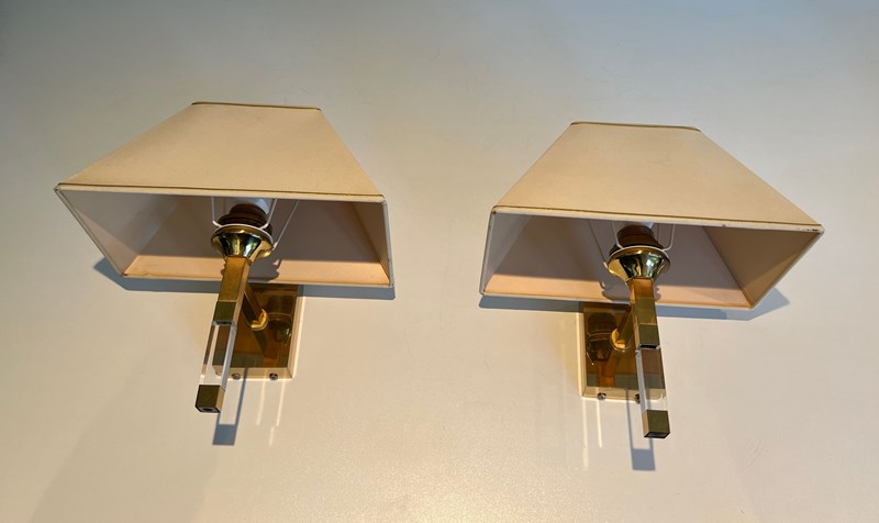 Pair Of Design Lucite And Gilt Wall Sconces. French Work. Circa 1970-barrois-antiques-11-main-638143824341546345.jpeg