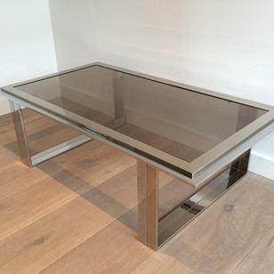 Attribu Willy Rizzo. Chrome And Brass Coffee Table