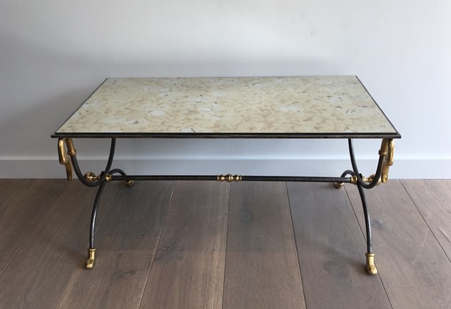  Brushed Steel & Brass Coffee Table with Swanheads-barrois-antiques-50's-25470_main_636464279819569345.JPG